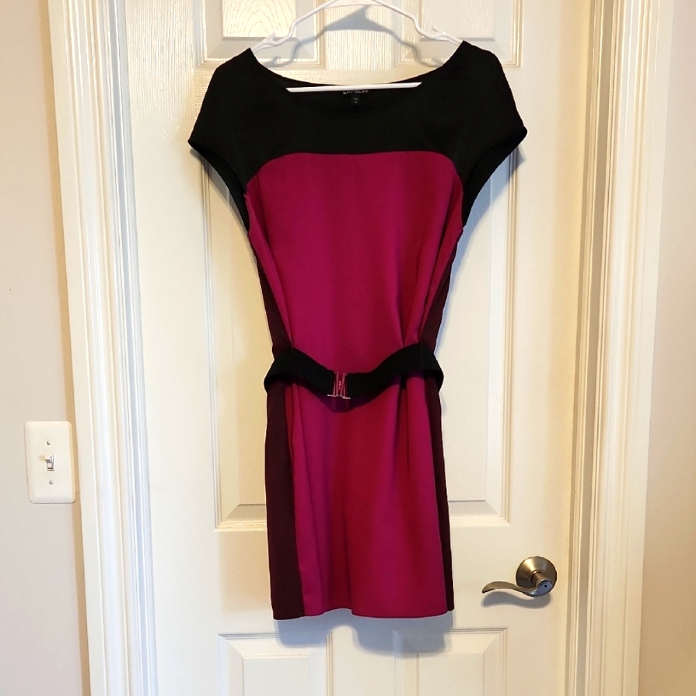 Pink/Burgandy Belted Dress